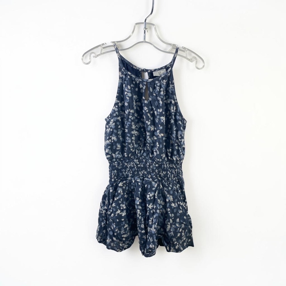 Abercrombie Kids Blue Floral Smocked Waist Halter Romper Size 5/6